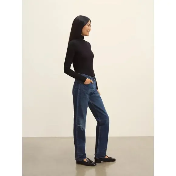 Buck Mason Women's Cloud Jersey Turtleneck Slim Fit Wool Blend Long Sleeve Top - Picture 4 of 6